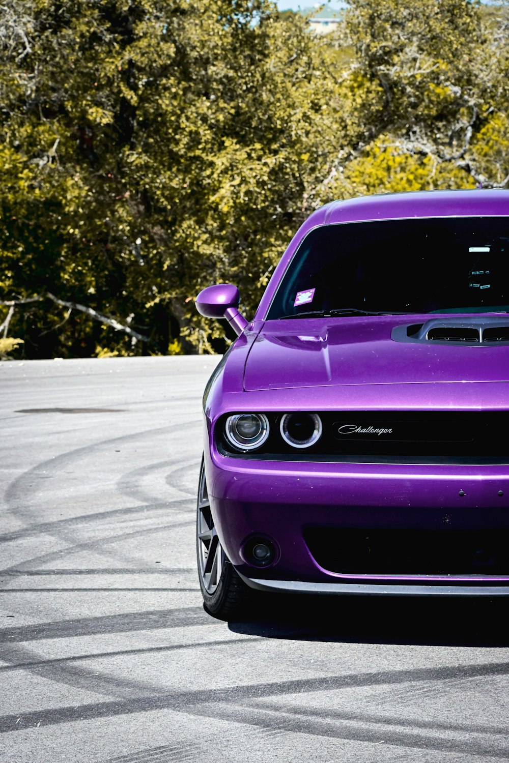 purple car on gray asphalt road during daytime