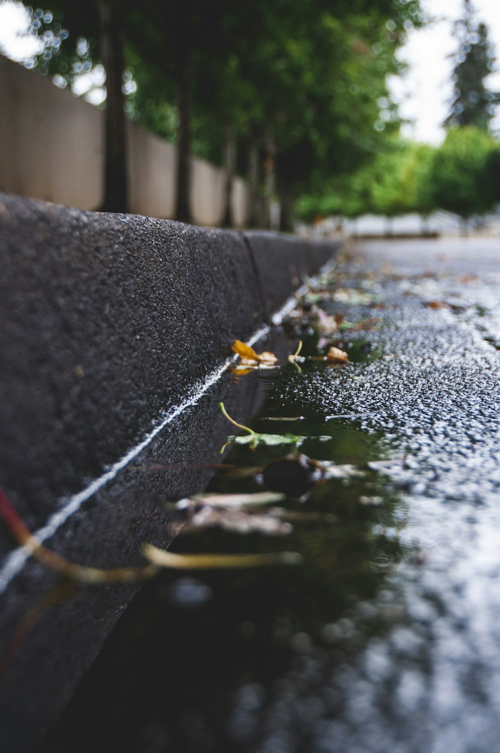 Wassertröpfchen an grauer Betonwand