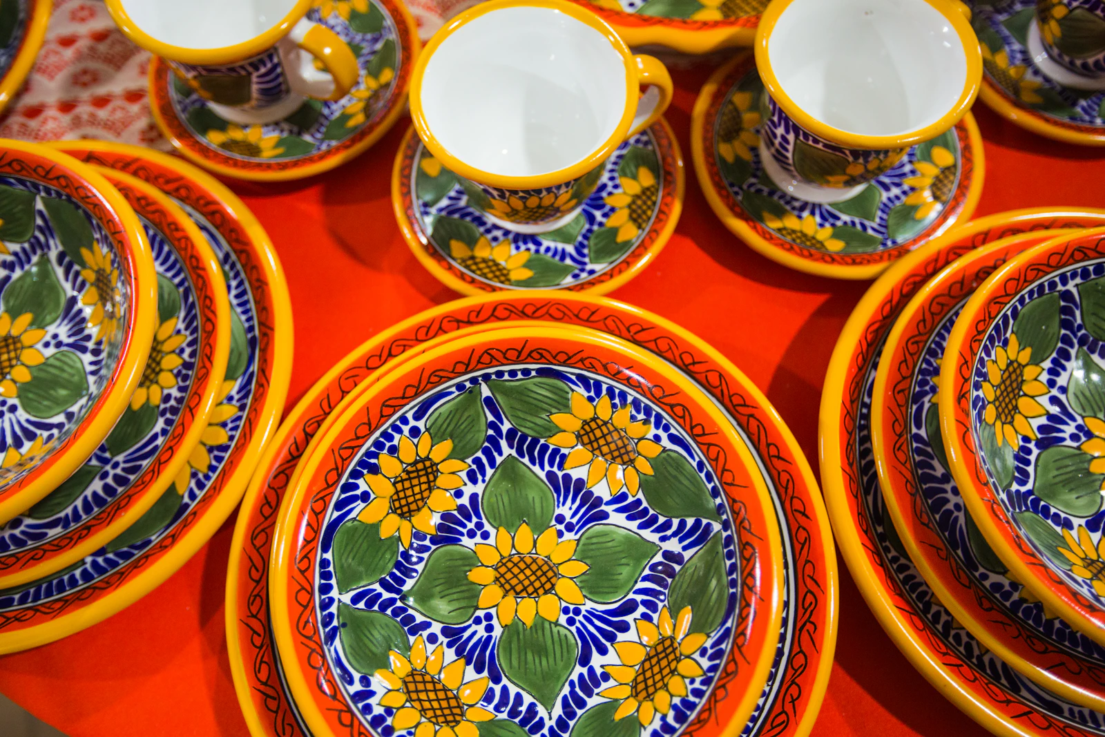 Hand-painted Talavera pottery in blue and white