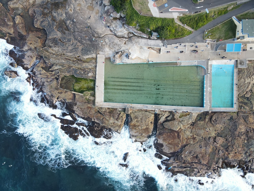 aerial view of beach shore