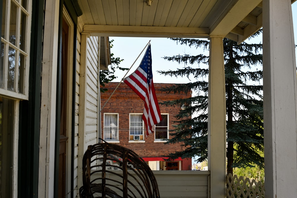 us a flag on window