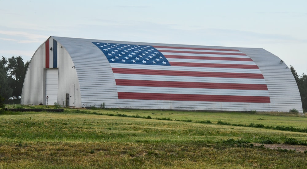 white and red striped building