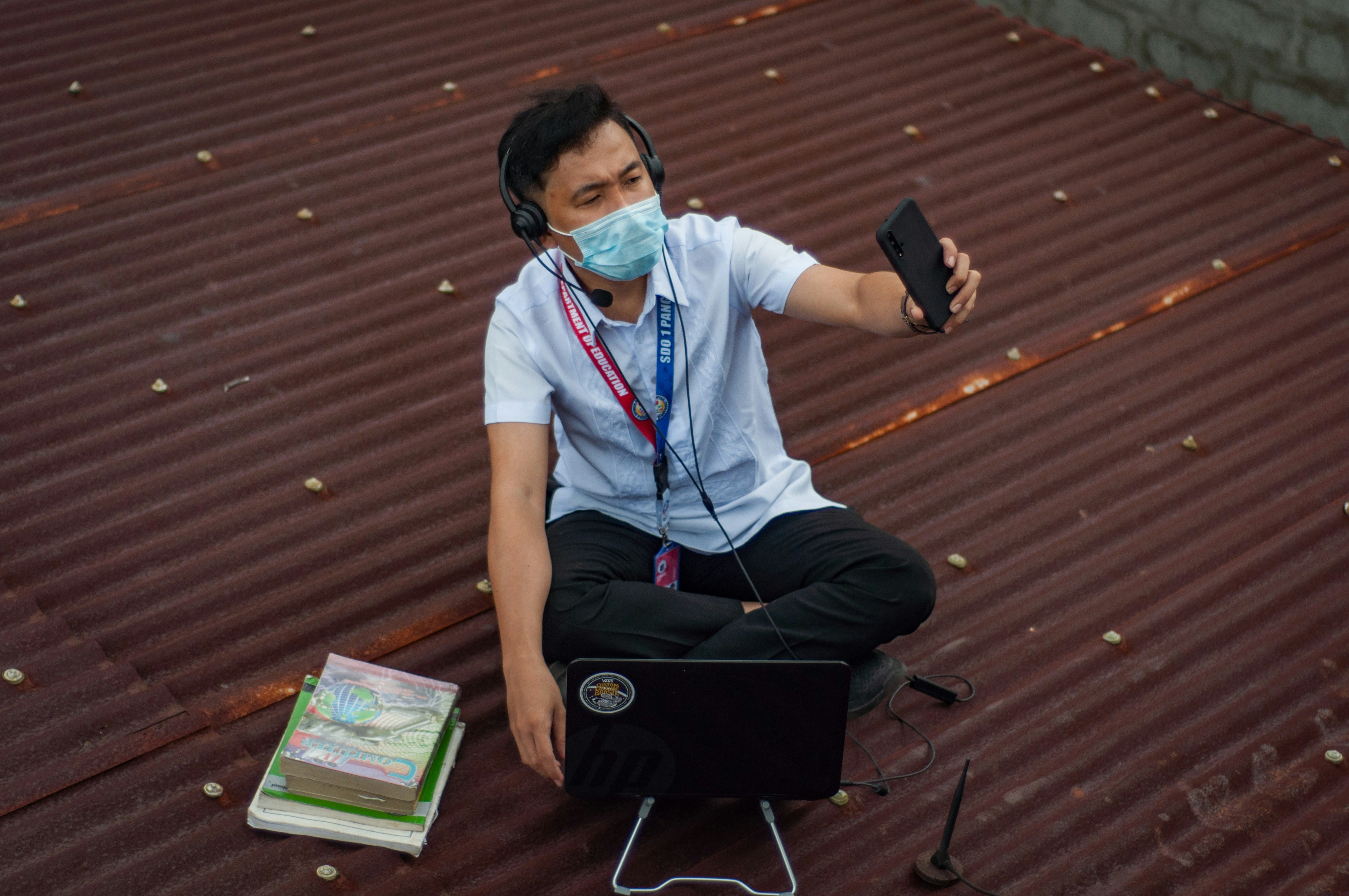 Teacher editing photo