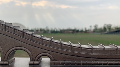 A close-up of a model bridge built by students.