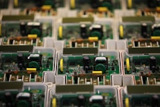 green and gray computer part