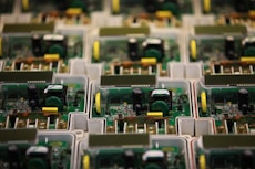 green and gray computer part