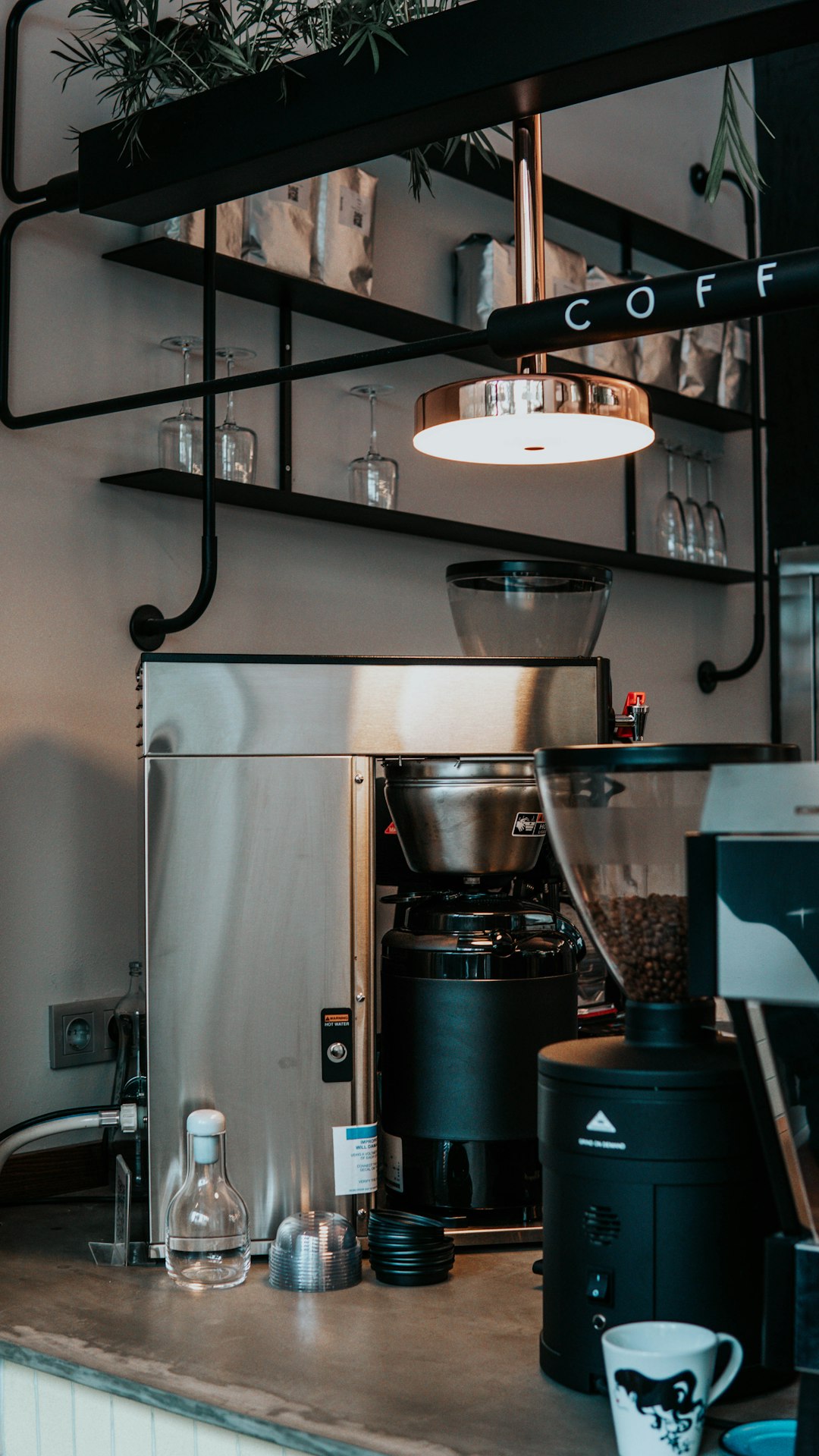 black and silver coffee maker