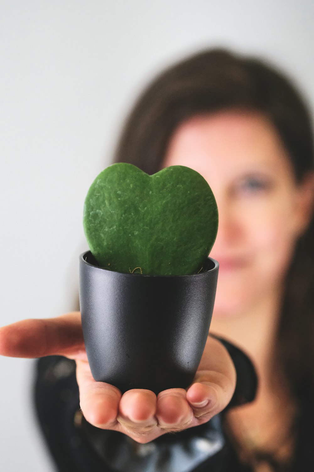 Persona sosteniendo una fruta verde en forma de corazón