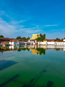 white and brown concrete building near body of water under blue sky during daytime