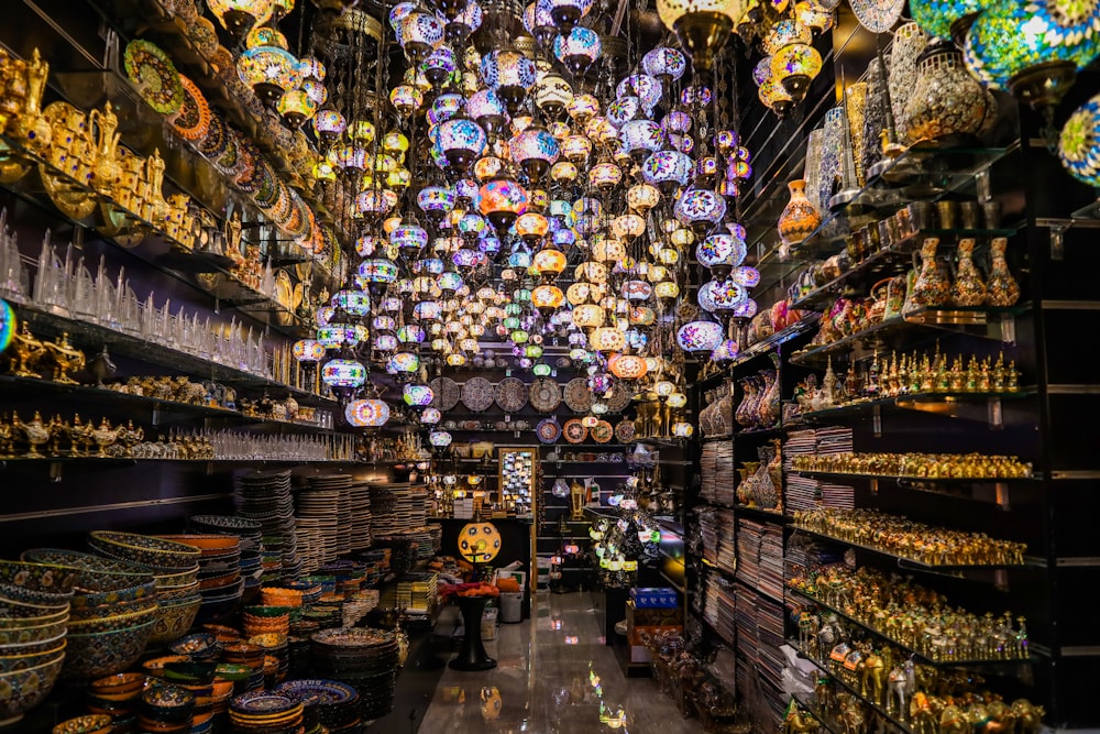 blue and white pendant lamps