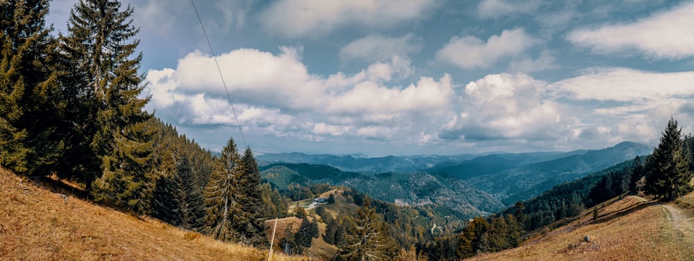 green trees on mountain under cloudy sky during daytime