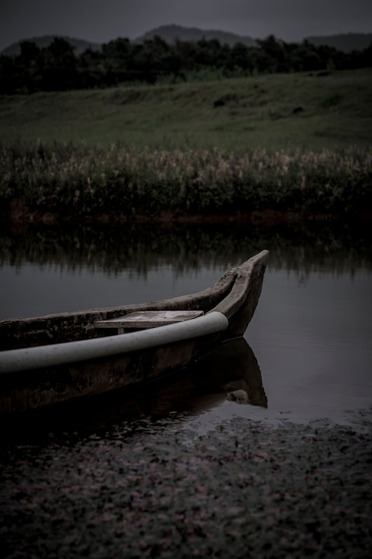 white canoe on lake during daytime in Kothamangalam India