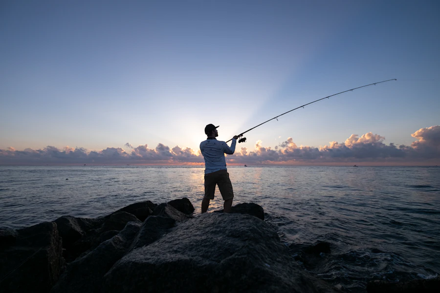 Angler fishing from the Australian shore