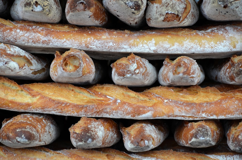 brown and white bread rolls