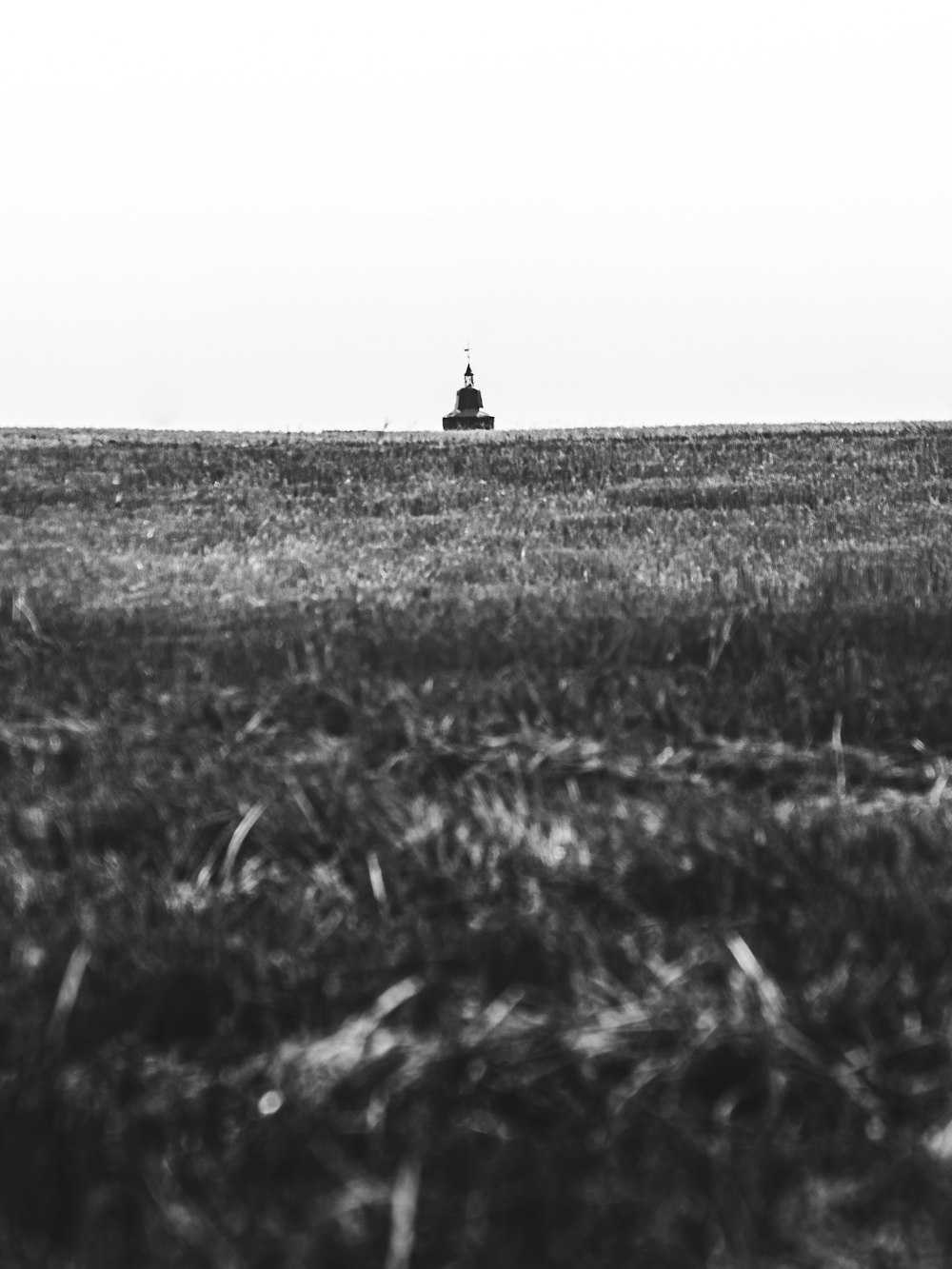 grayscale photo of a person walking on the field