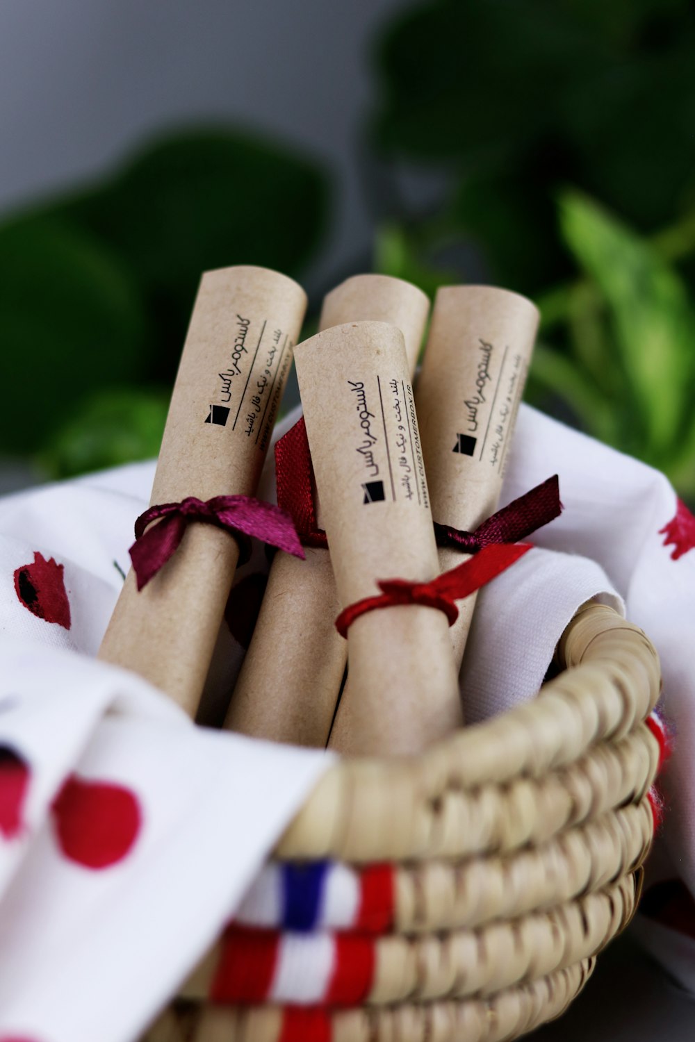 brown wooden sticks on brown woven basket