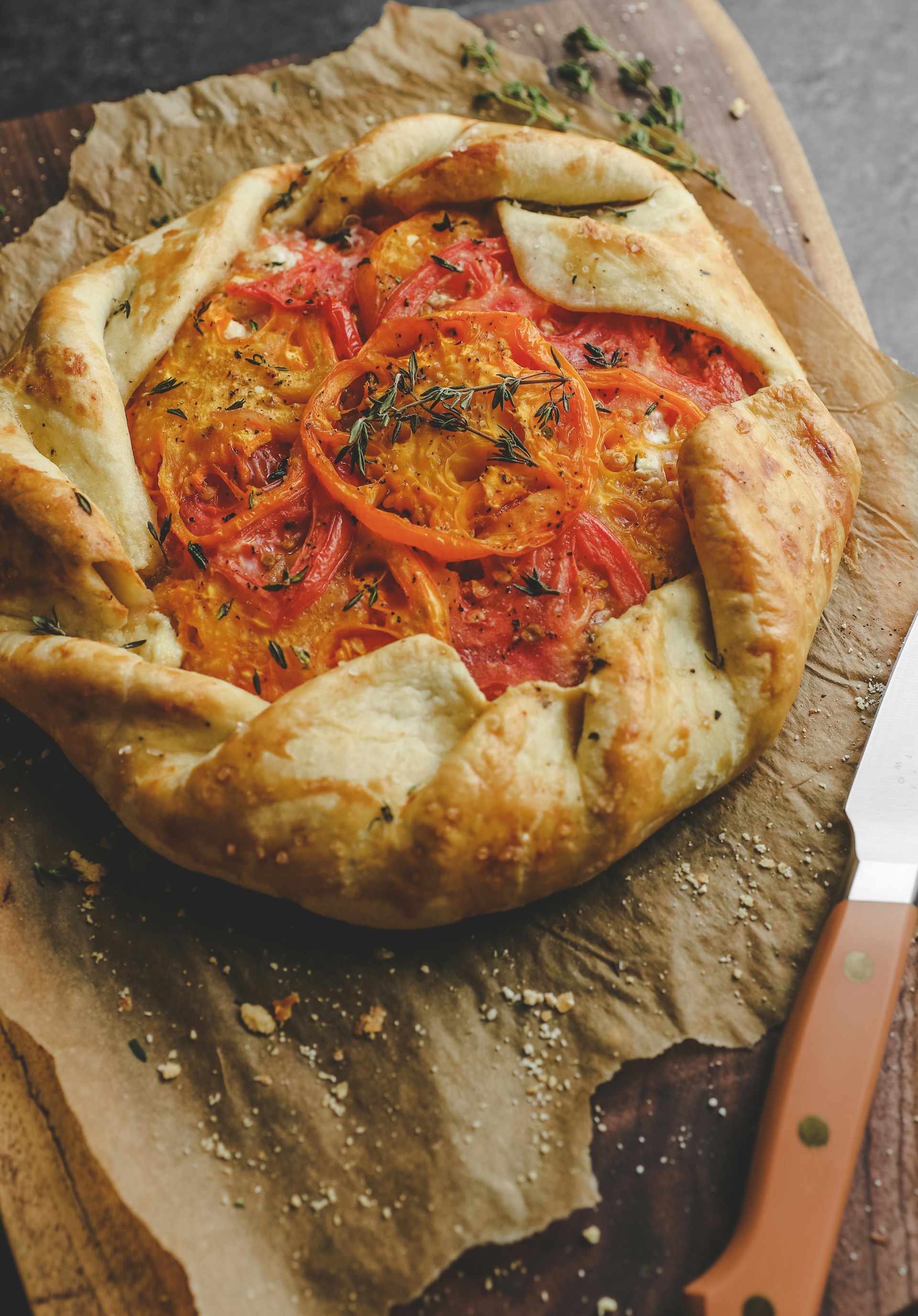 pizza on brown paper bag