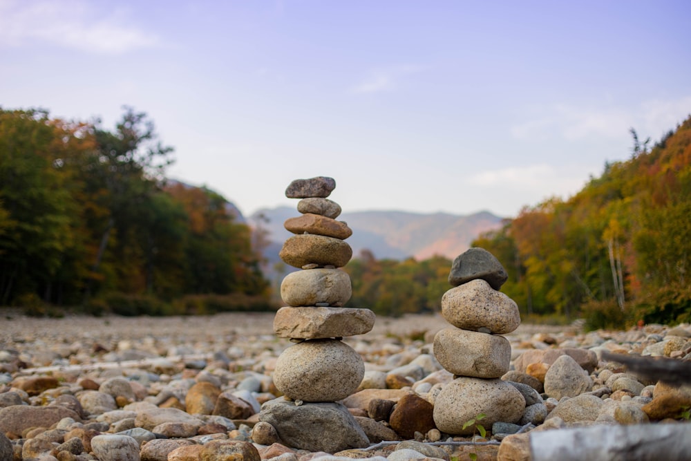 gray and brown stone stack