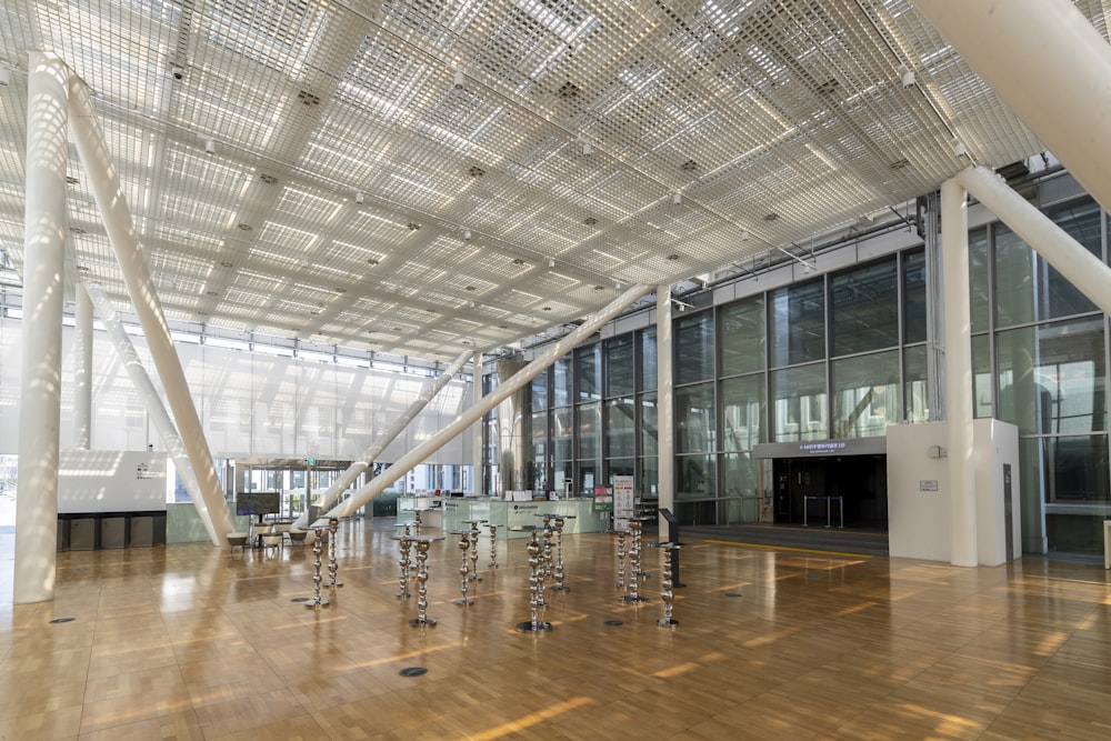 brown wooden floor with glass windows