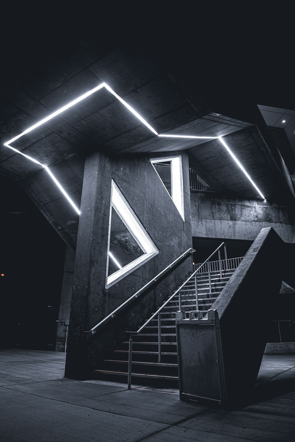 grayscale photo of concrete building