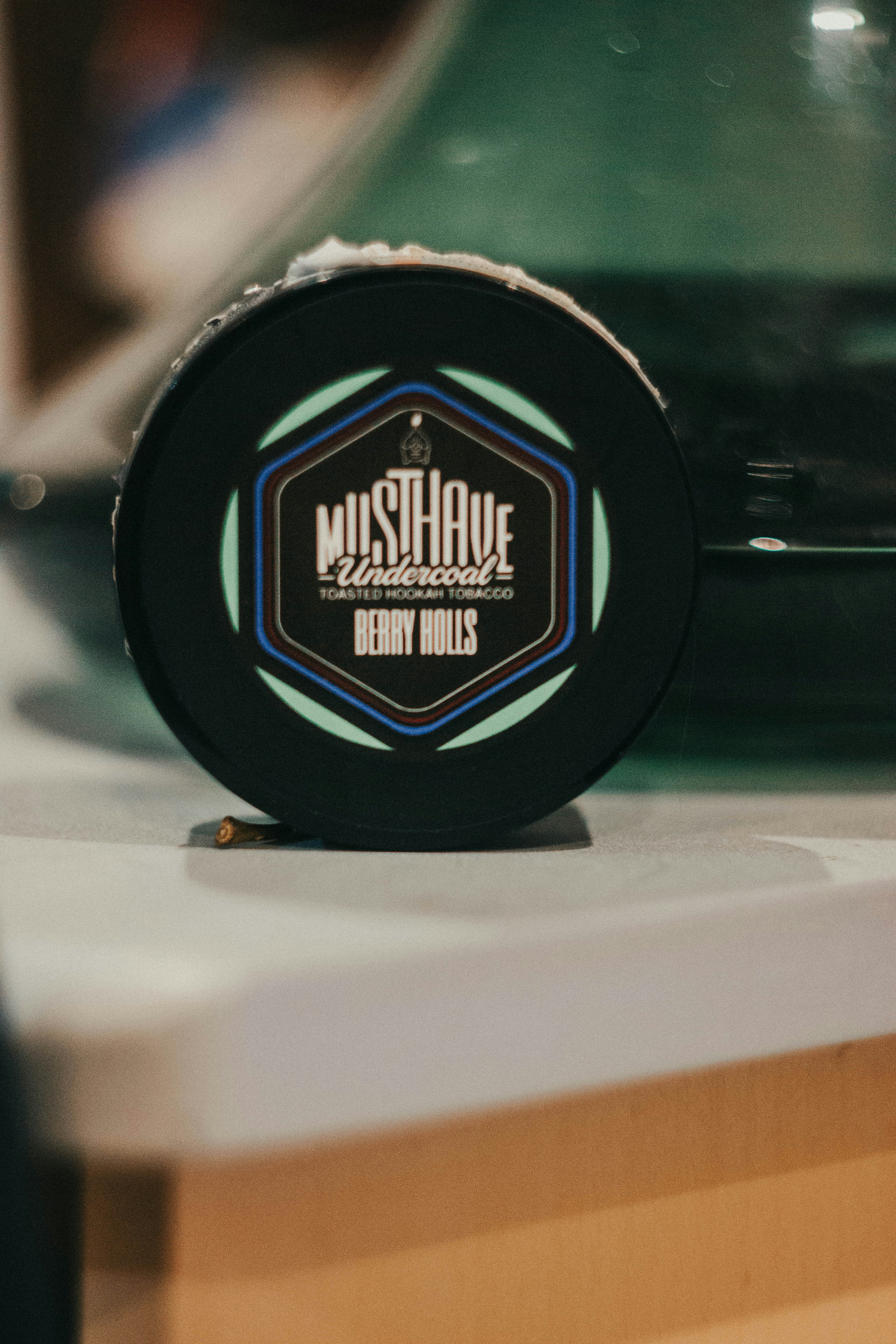 black and white round container