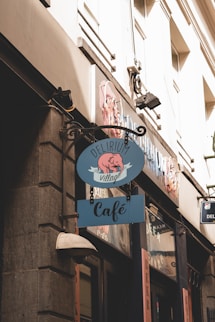 white and red UNKs coffee shop signage