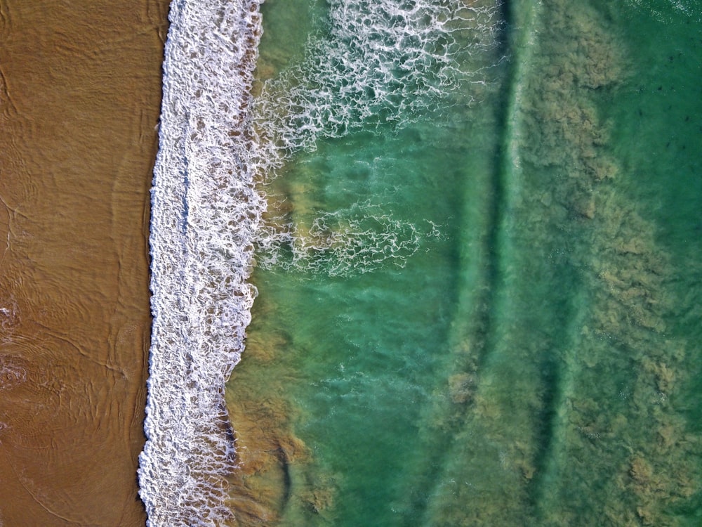 aerial view of ocean waves