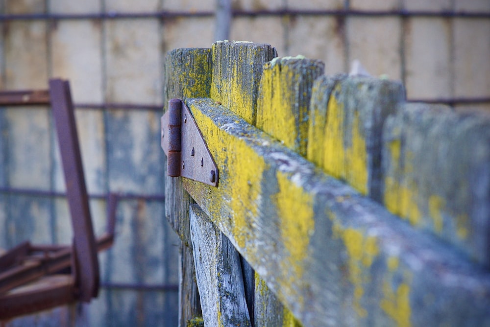 yellow and black wooden fence