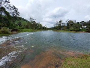 A serene landscape showing a clean river flowing.