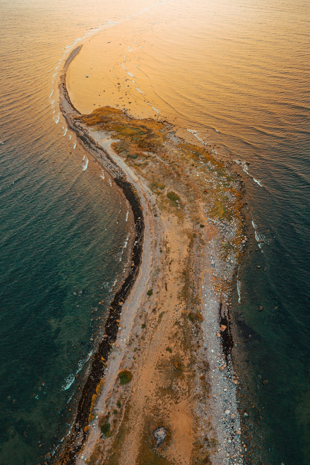 aerial view of brown sand beach