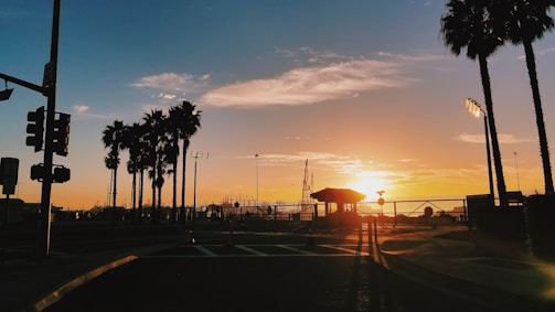 Sunset view over the gated entrance of Condominio Tucanes.