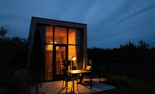 brown wooden framed glass window