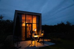 brown wooden framed glass window