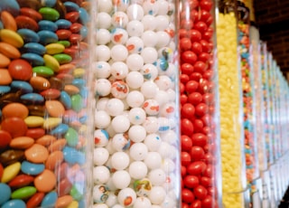 white red and yellow candies
