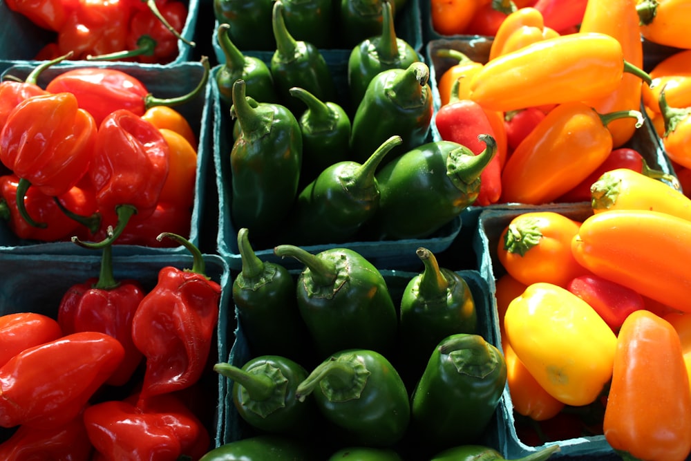 green yellow and red bell peppers