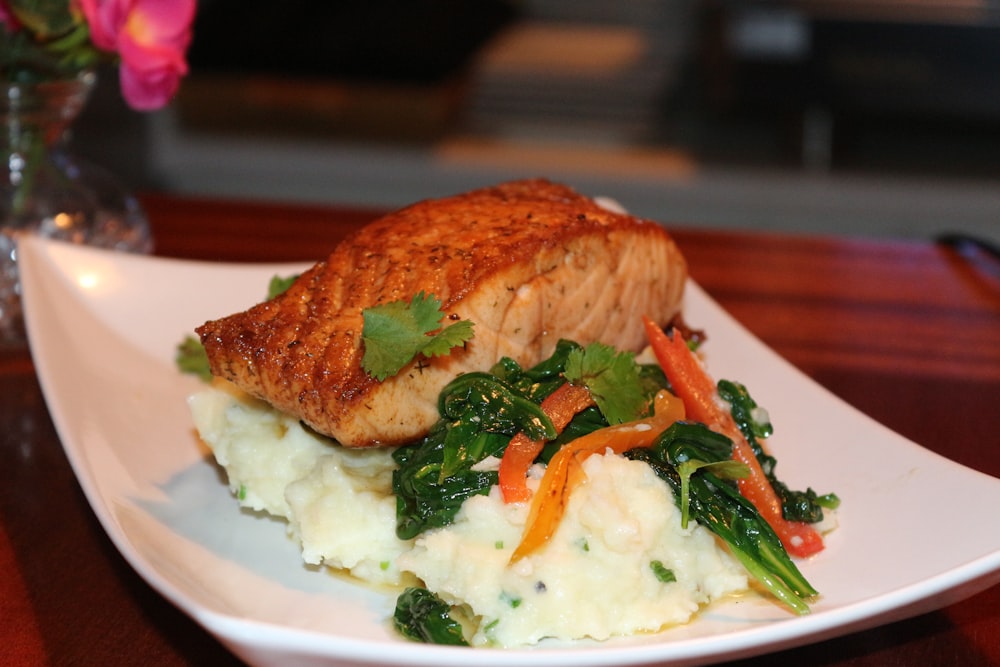 cooked food on white ceramic plate