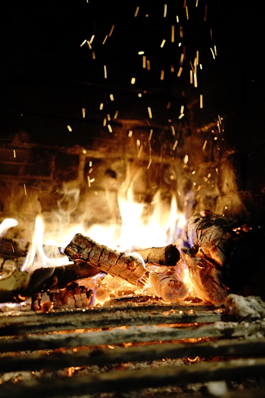 burning firewood in fire pit in Rottweil Germany