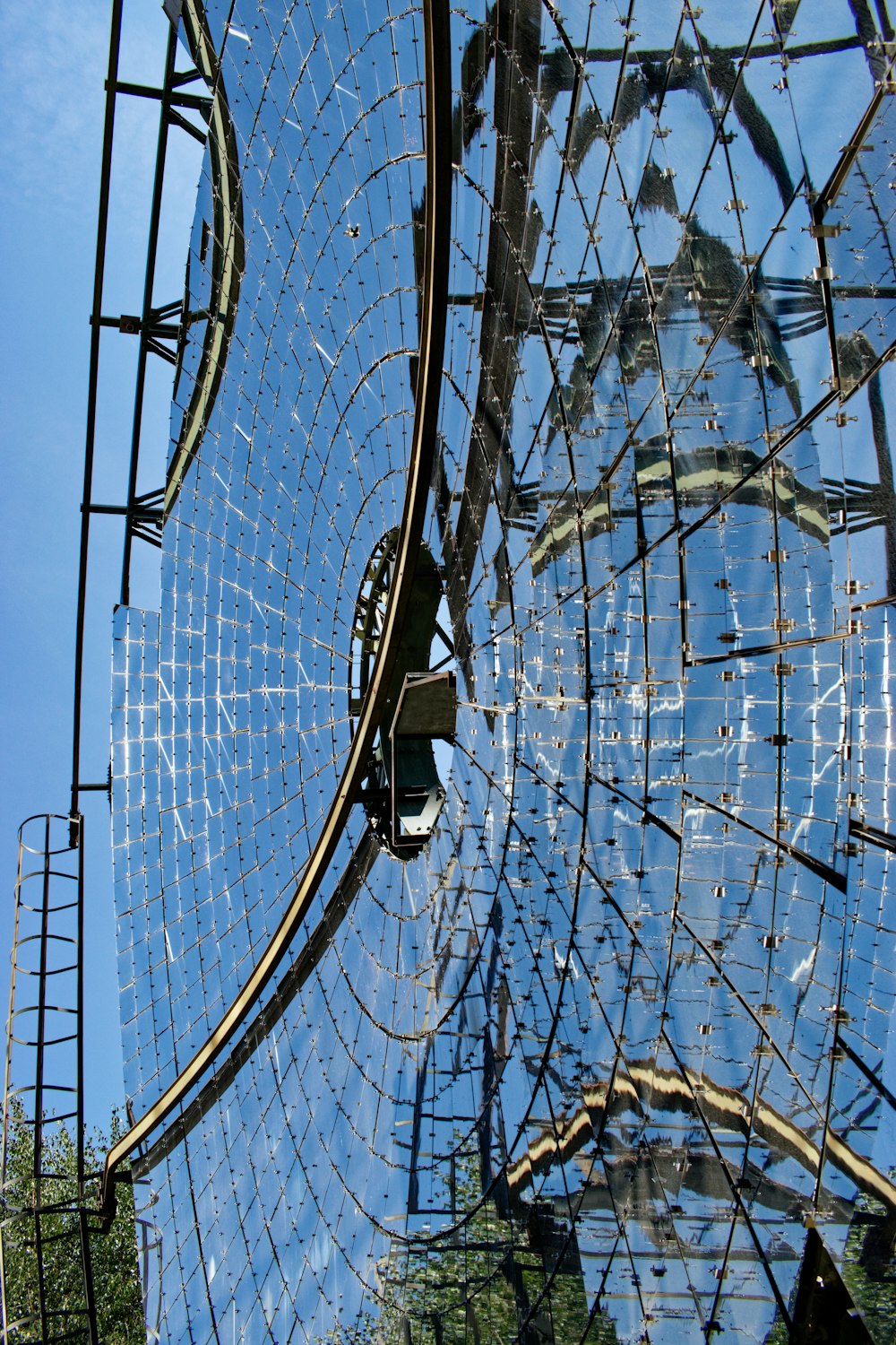 blue and white satellite dish