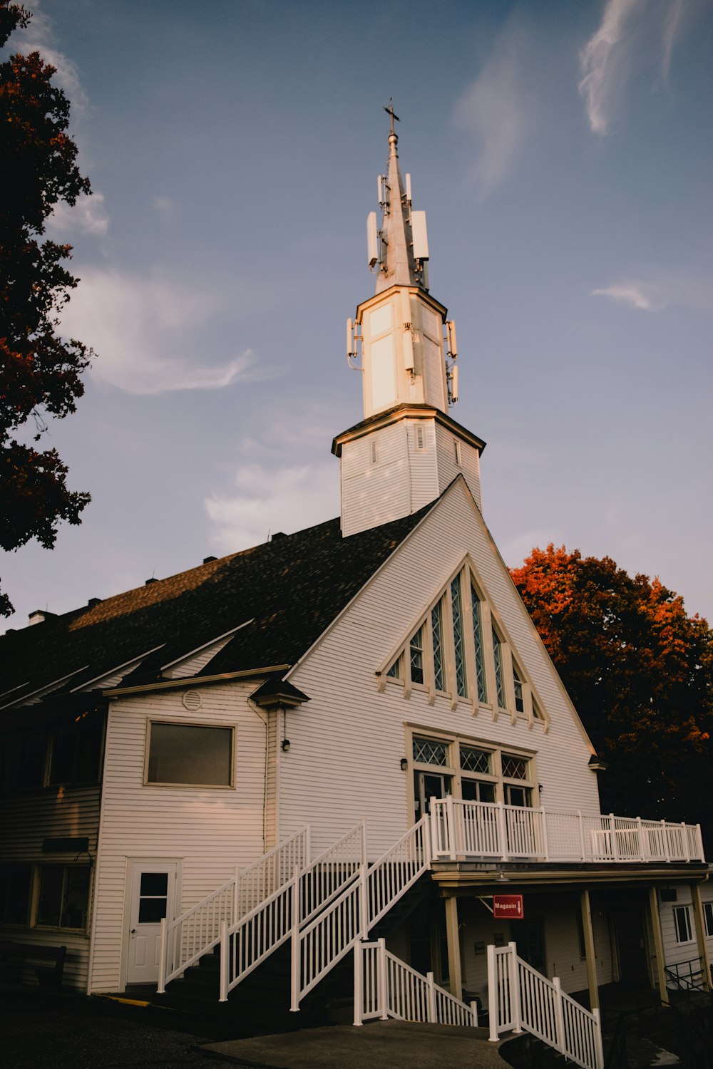 white and black concrete church