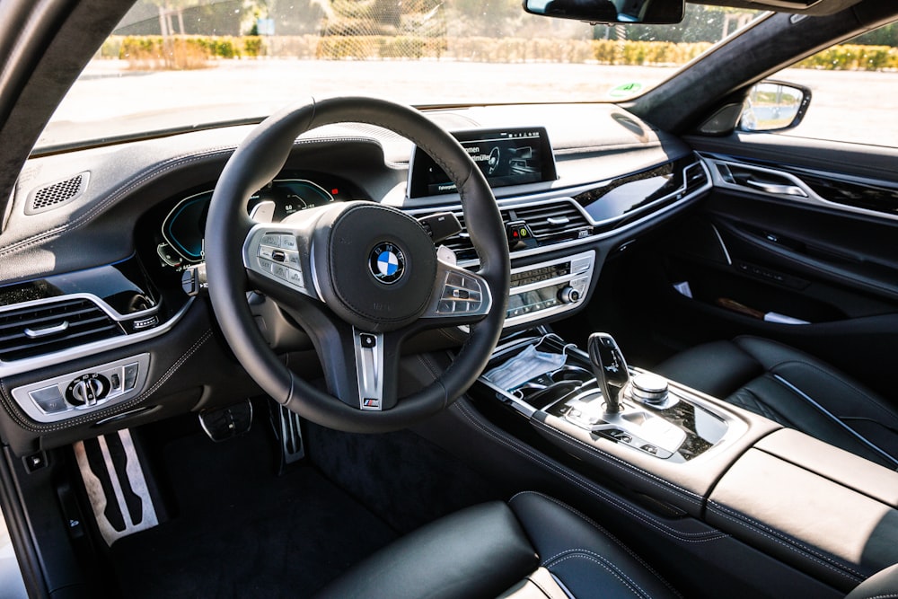 black bmw car steering wheel