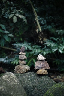gray and black stone stack