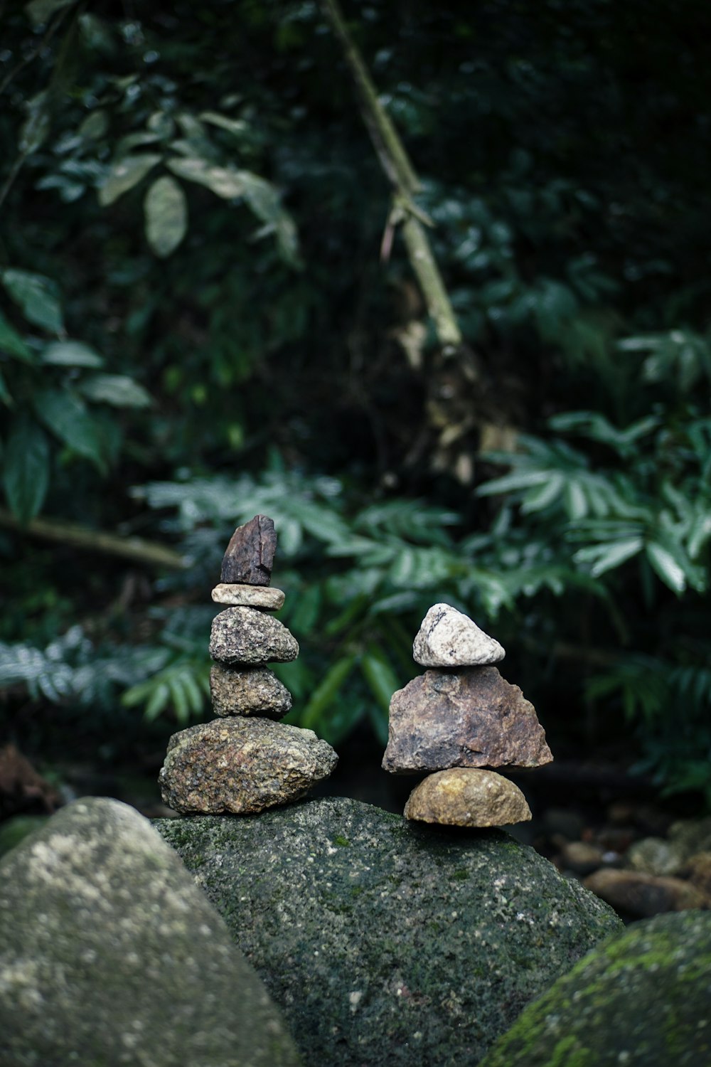 gray and black stone stack