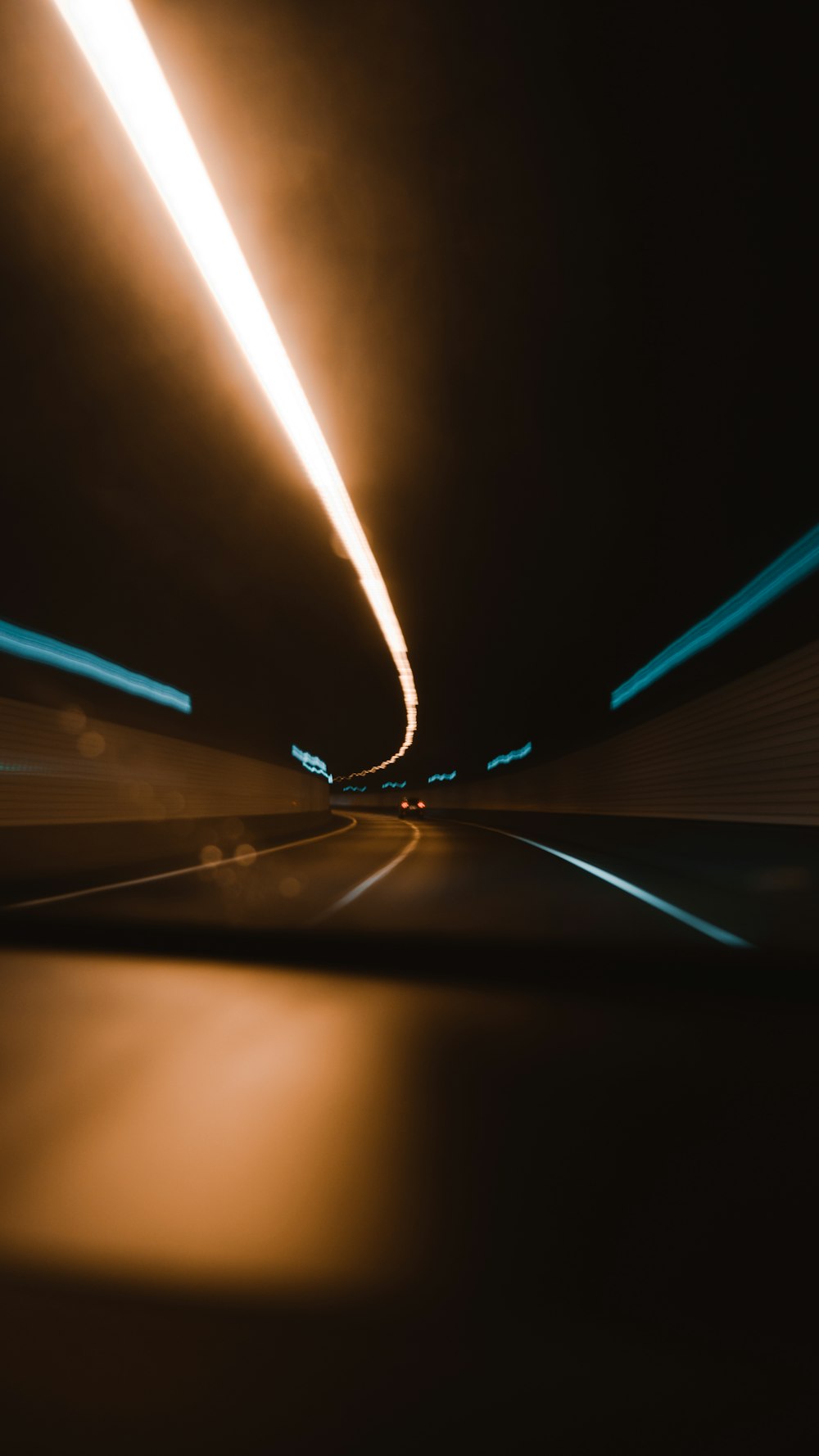 blue light in a tunnel