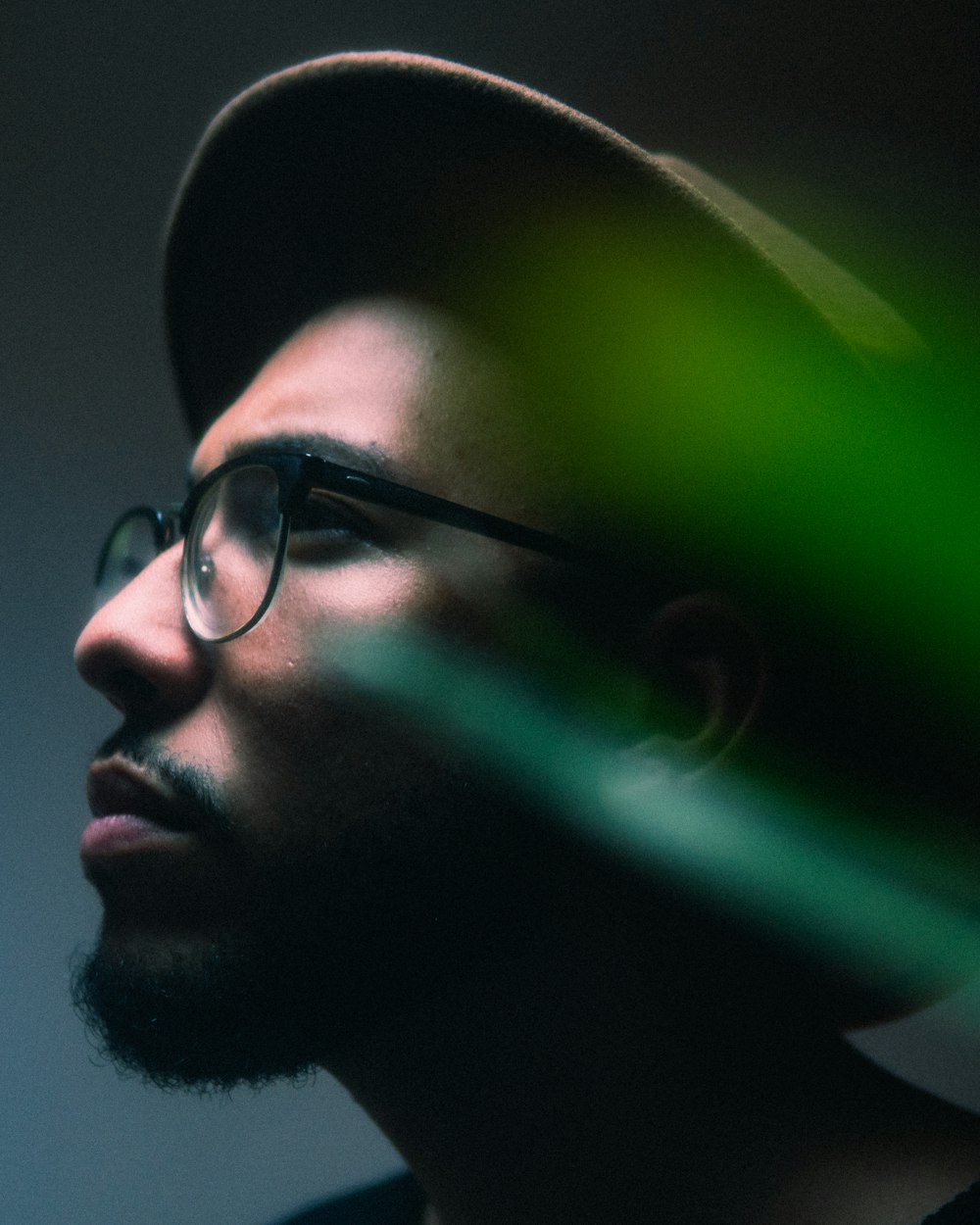 man in black framed eyeglasses