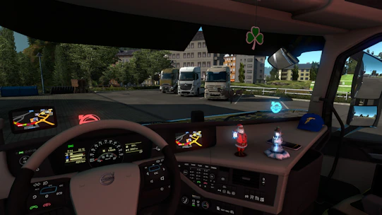 A professional truck driver reviewing dispatch documents inside a modern cab.