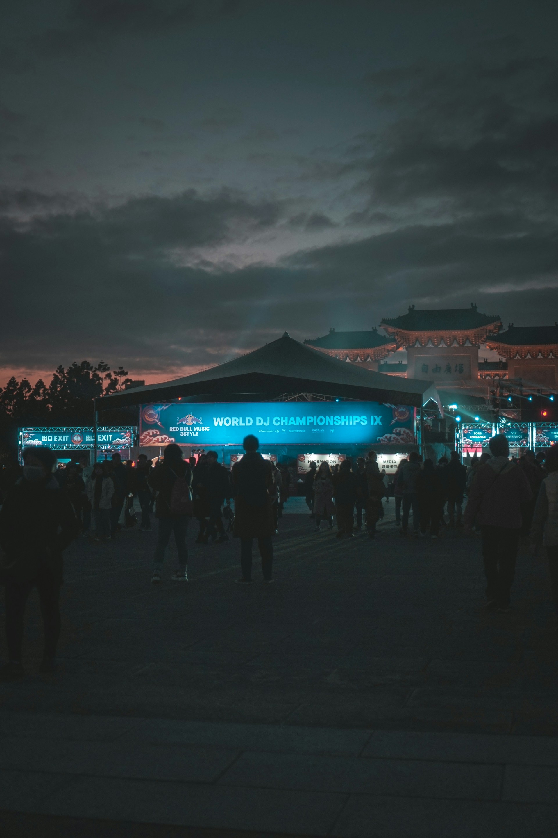 people walking on street during night time