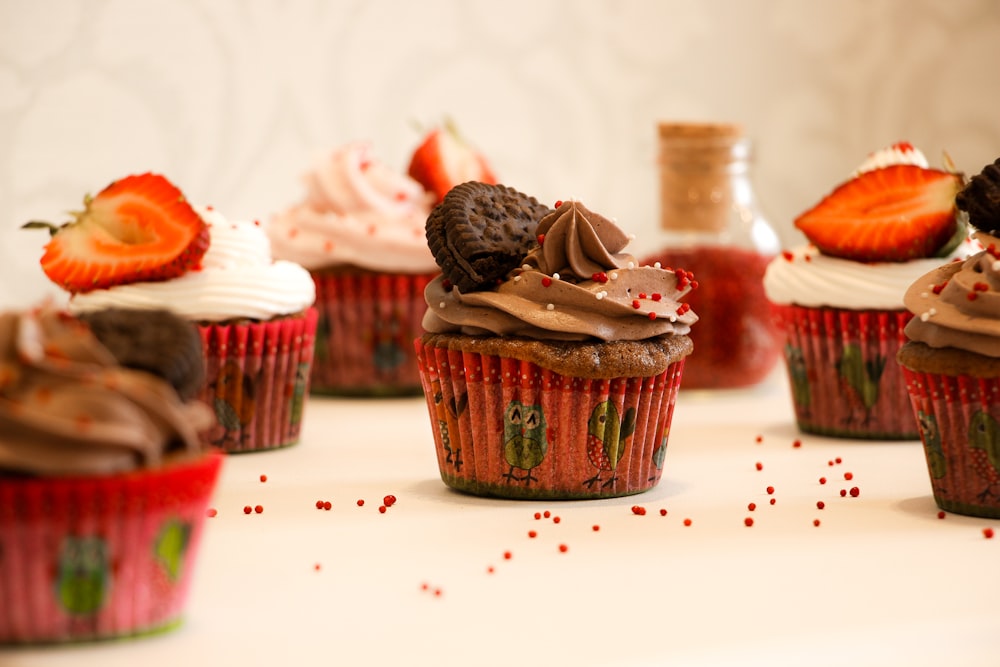 cupcakes with white icing on top