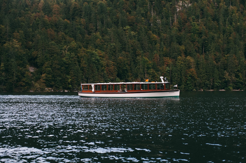 white and brown boat on body of water during daytime