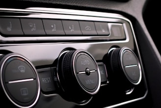 Close-up of a cooling system's sleek thermostat display.