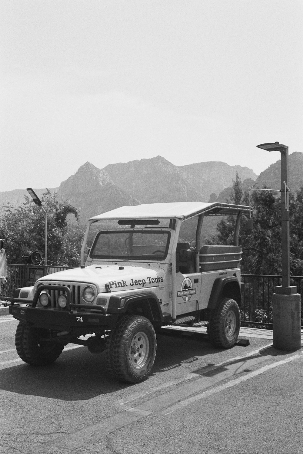 grayscale photo of jeep wrangler